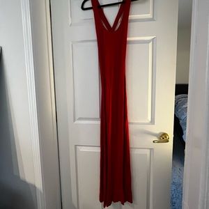Red low back maxi dress
